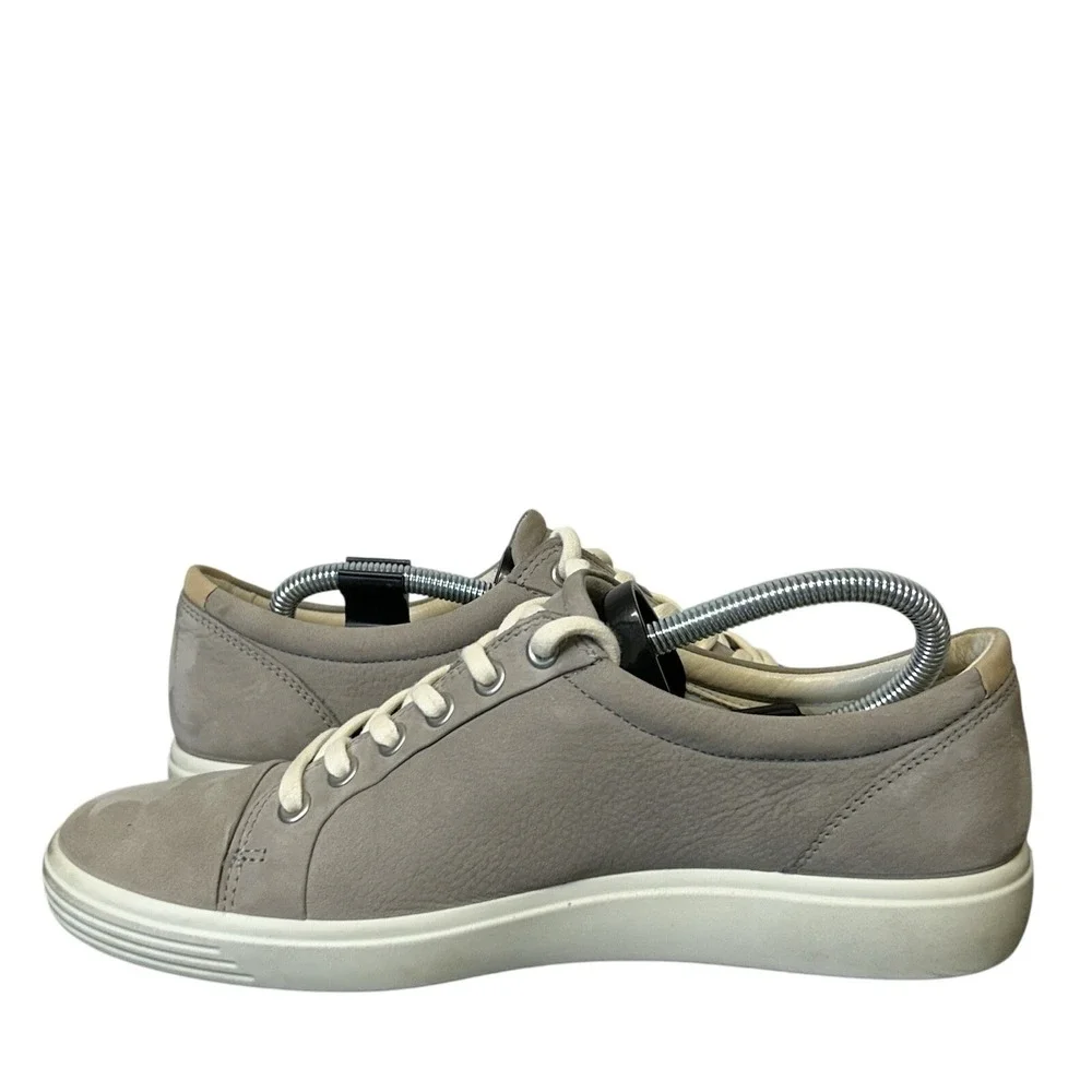 ECCO Soft 7 Nubuck Leather Lace Up Sneakers Gray Comfort Shoes Women's 40‎ US 9